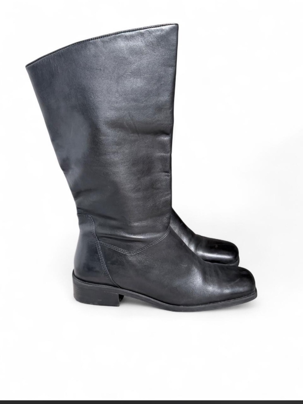 Naturalizer Black Leather Mid Calf Square Toe Boots Size 7.5